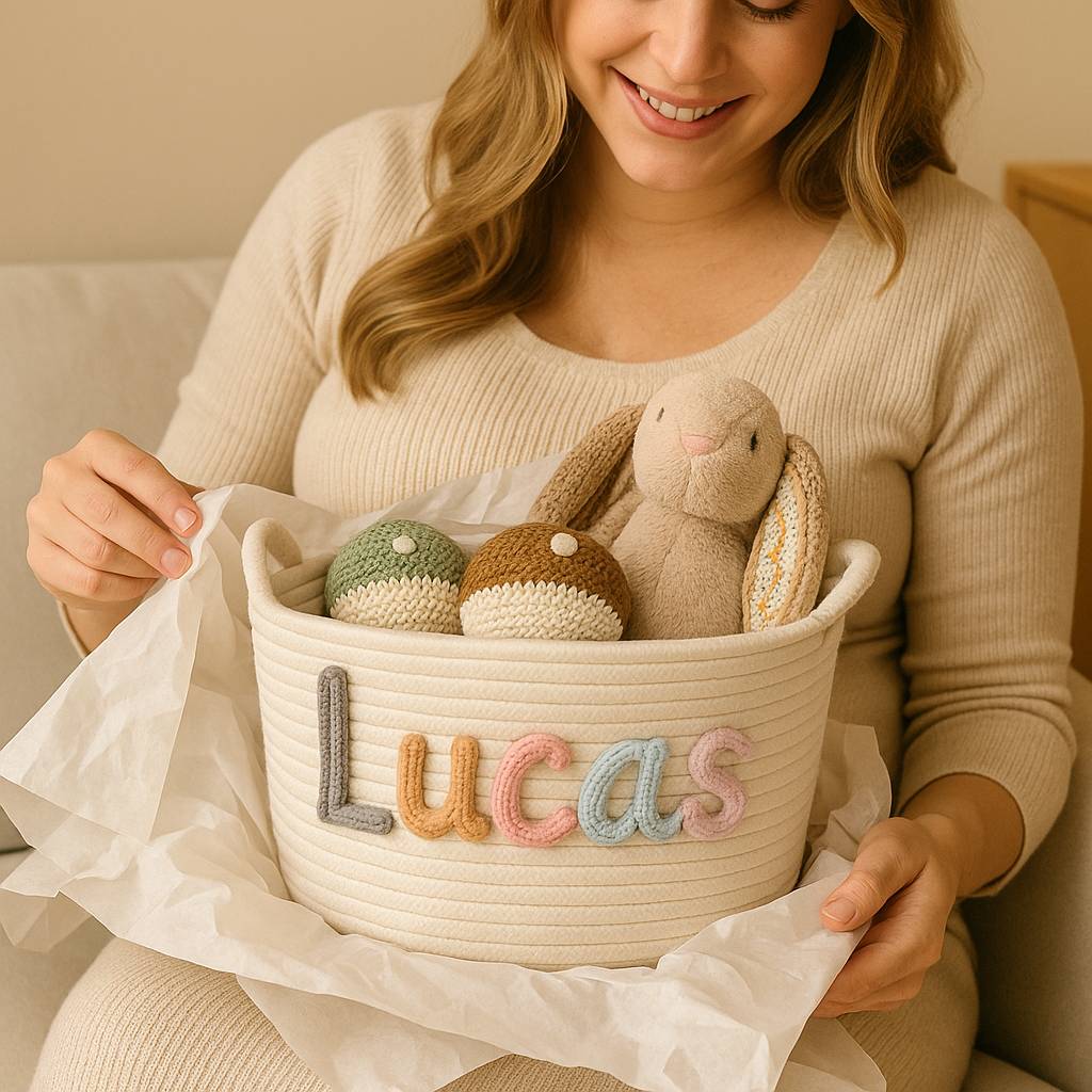 Baby Shower Gift Basket with Baby’s Name